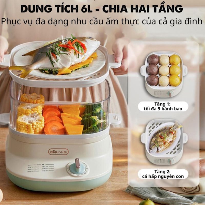 Nồi hấp điện Bear là một nồi hấp mini có dung tích lớn